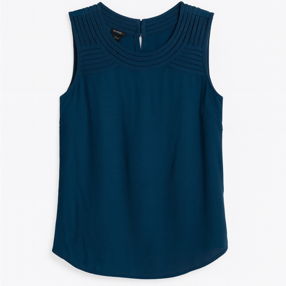 Talbots Teal Sleeveless Blouse Shell with Neckline Detail